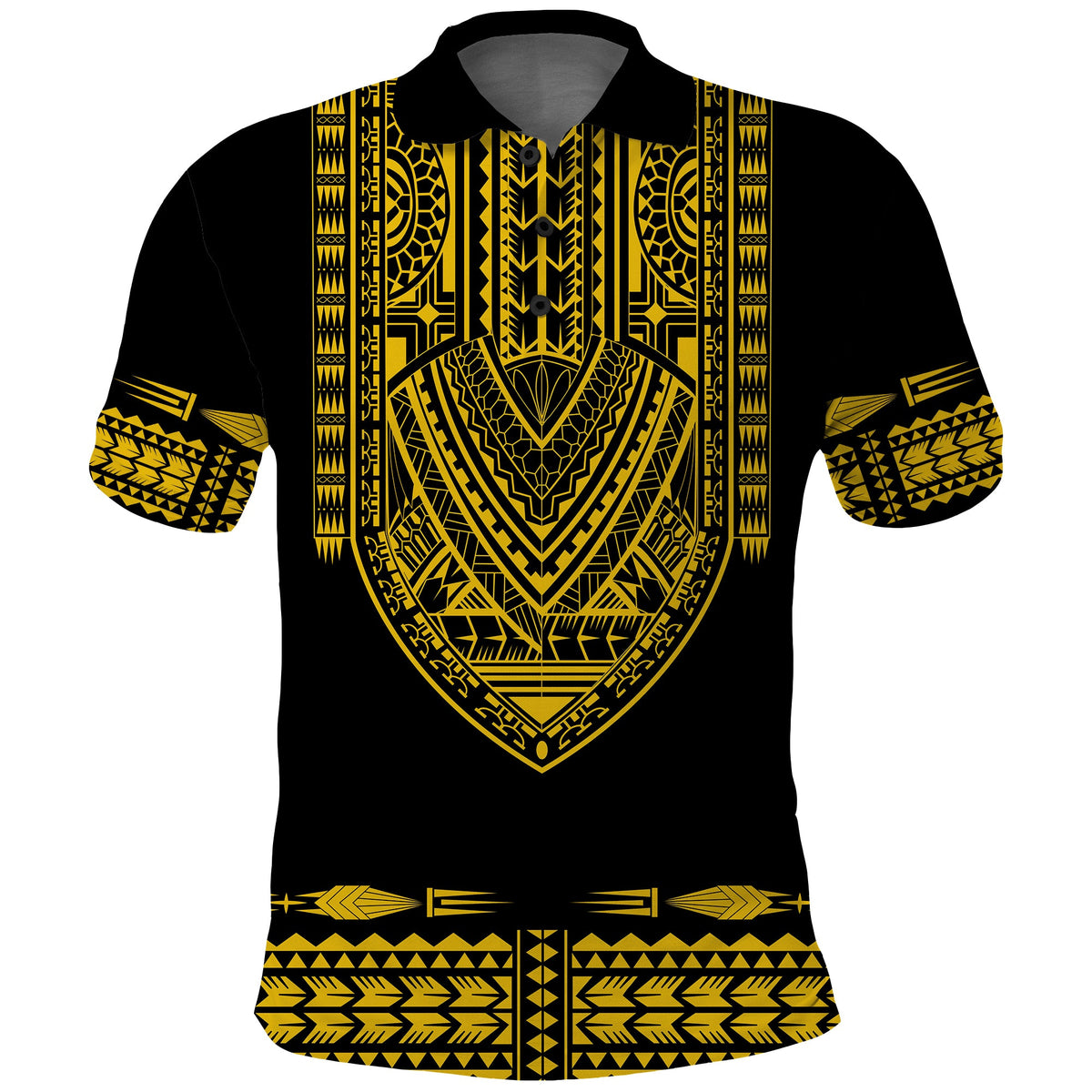 Custom Polynesian Polo Shirt Dashiki With Polynesian Tattoo Royal Golden Version LT14 - Polynesian Pride