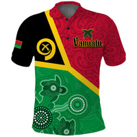 Custom Vanuatu Polo Shirt Aboriginal Turtle Mix Sand Drawing LT13 - Polynesian Pride