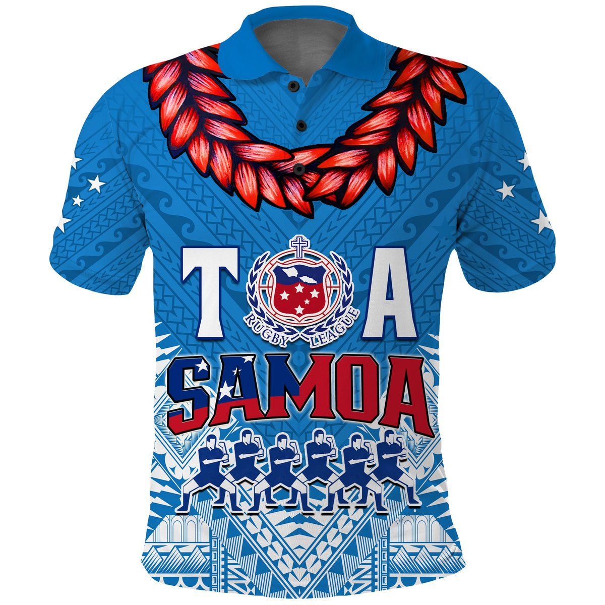 Custom Personalise Text and Number Toa Samoa Rugby Polo Shirt Manu Siva Tau Style Ulafala LT13 - Polynesian Pride