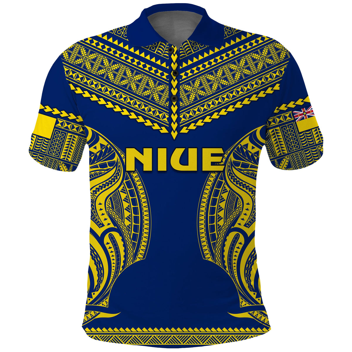 Niue Polo Shirt Hiapo Mix Polynesian Happy Constitution Day LT14 Blue - Polynesian Pride