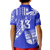 (Custom Text and Number) Fiji Rugby Sevens Polo Shirt Fijian 7s Tapa Polynesian Blue Ver.02 LT13 - Polynesian Pride