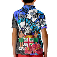 (Custom Text and Number) Fiji Tie Dye Polo Shirt Polynesian Blue Tribal Creative Tropical Flowers LT13 - Polynesian Pride