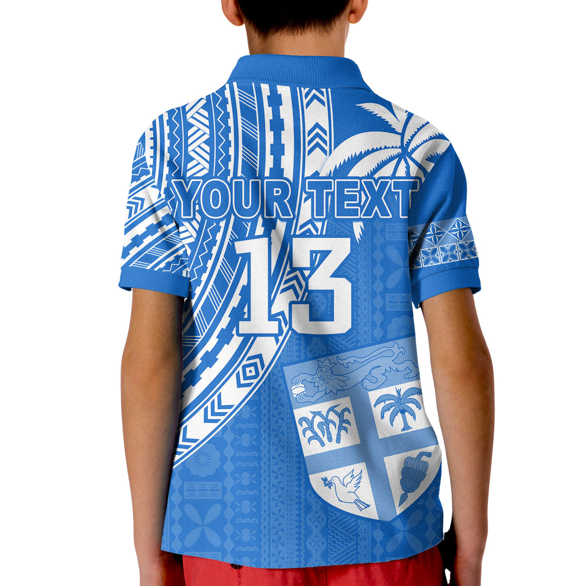 (Custom Text and Number) Fiji Rugby Sevens Polo Shirt Fijian 7s Tapa Polynesian Blue Ver.01 LT13 - Polynesian Pride