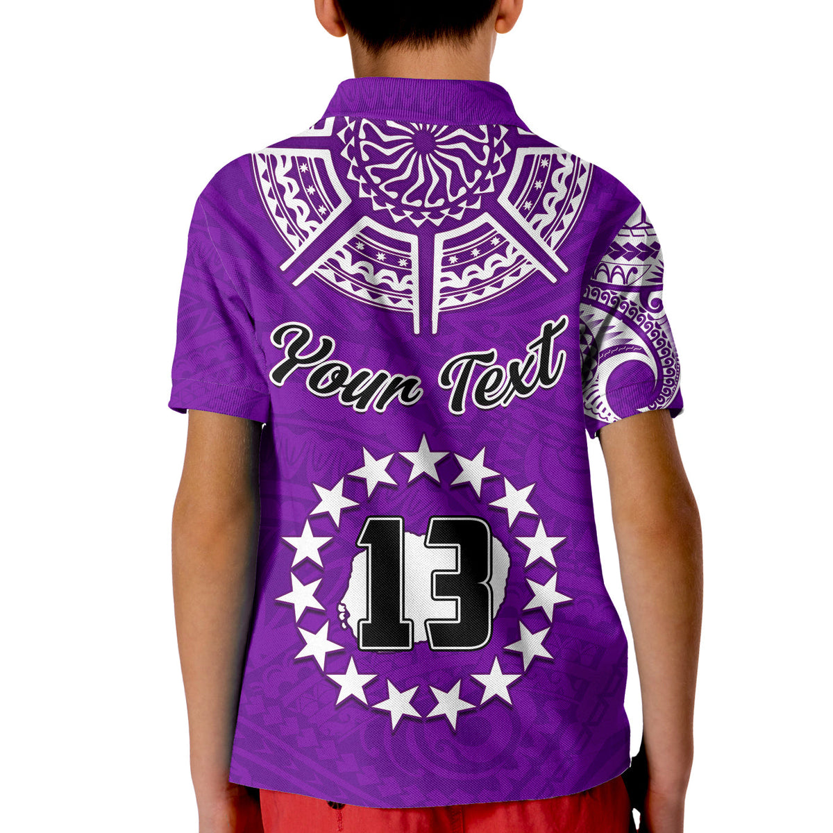 (Custom Text and Number) Rarotonga Cook Islands Polo Shirt KID Turtle and Map Style Purple LT13 - Polynesian Pride
