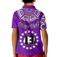 (Custom Text and Number) Rarotonga Cook Islands Polo Shirt KID Turtle and Map Style Purple LT13 - Polynesian Pride