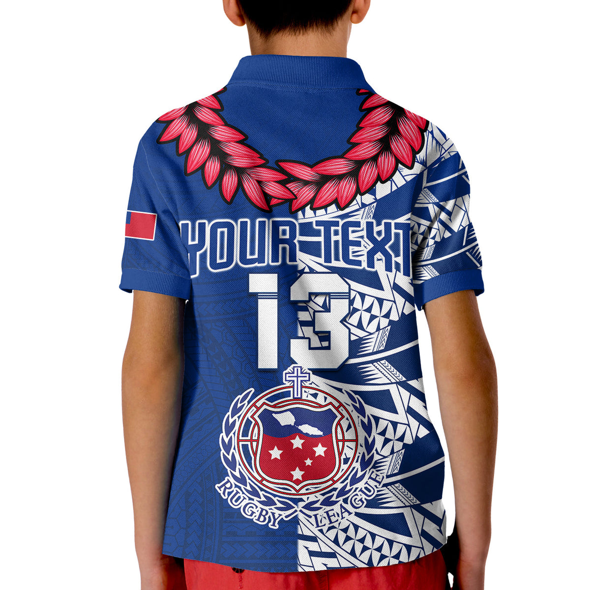 Custom Personalise Text and Number Toa Samoa Rugby Polo Shirt Siamupini Ula Fala Blue LT13 - Polynesian Pride