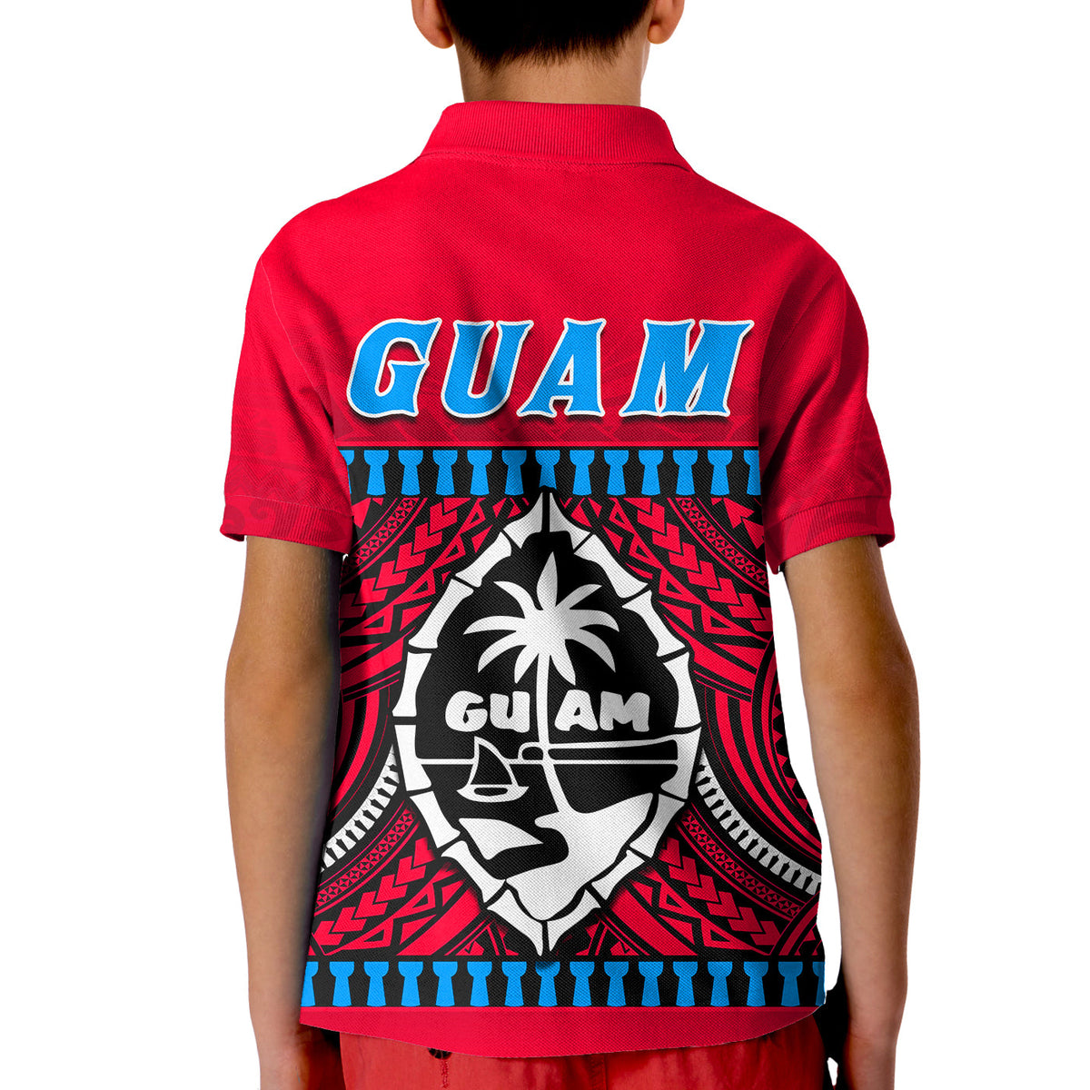 Guam Chamorro Polo Shirt Latte Stone Red Polynesian Haligi LT13 - Polynesian Pride