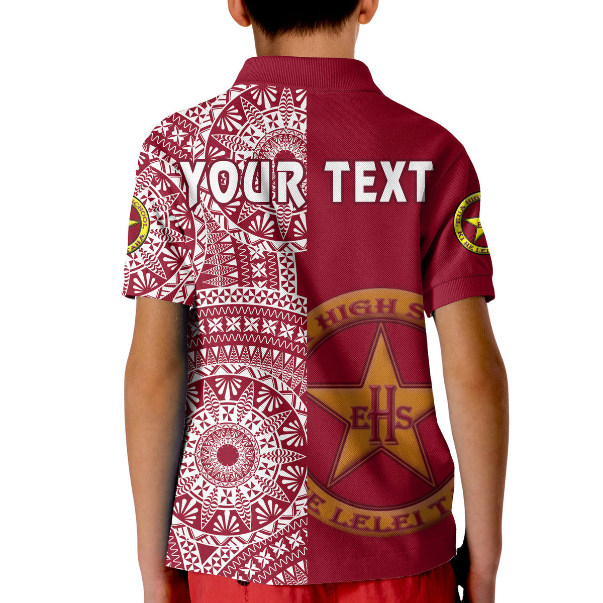 (Custom Personalised) Tonga Eua High School Polo Shirt KID Tongan Ngatu Pattern LT14 - Polynesian Pride