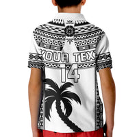 Custom Text and Number Fiji Rugby Polo Shirt KID Pacific The Bati Black Fijian Tapa LT14 - Polynesian Pride