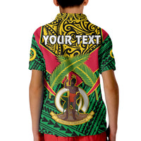Custom Vanuatu Rugby Polo Shirt KID Coat Of Arms Polynesian Pattern LT14 - Polynesian Pride