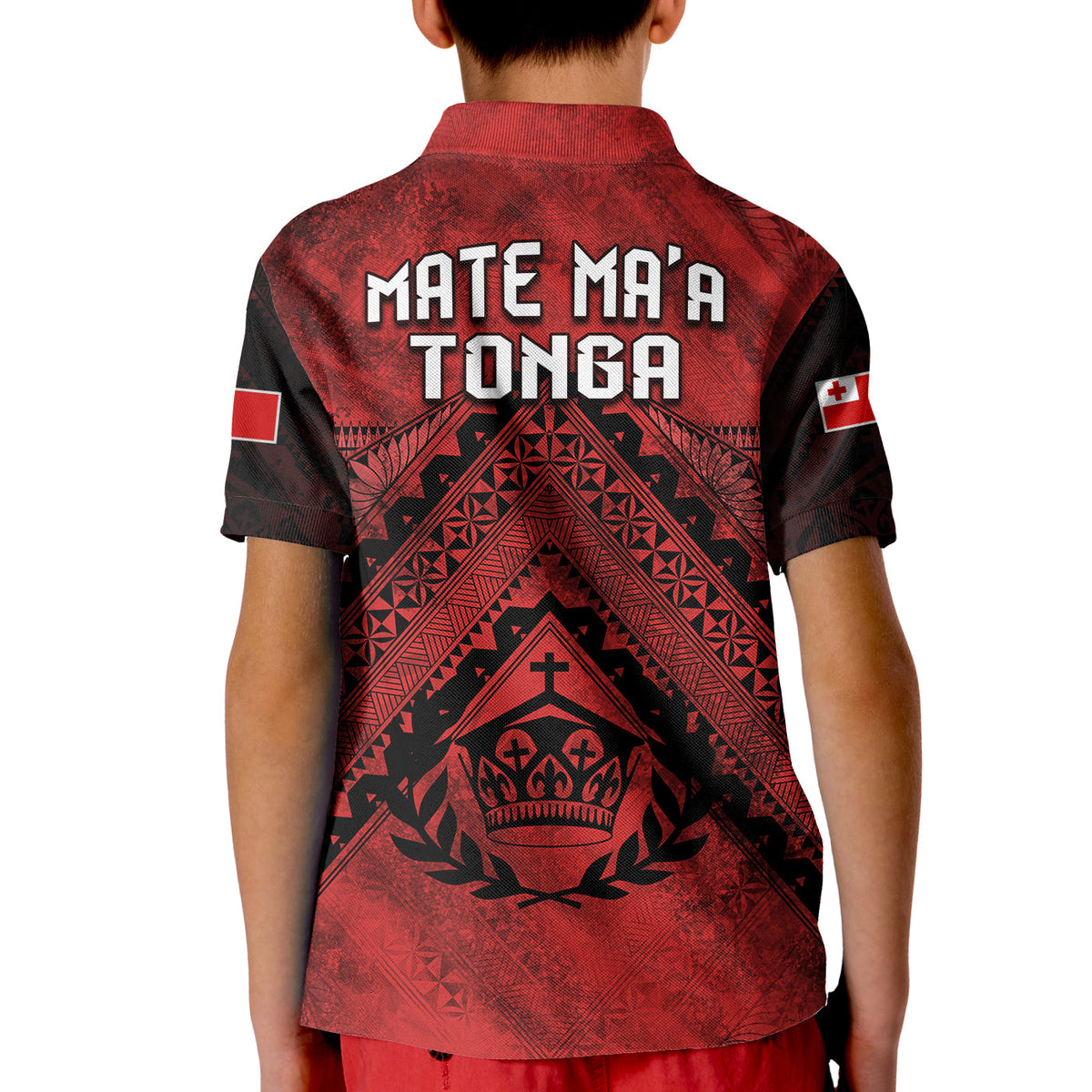 Tonga Rugby MMT Polo Shirt Ngatu Mate Maa Tonga Grunge LT13 - Polynesian Pride