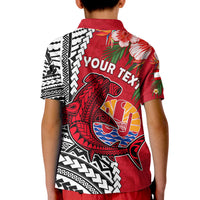 (Custom Personalised) Tahiti Islands Polo Shirt KID Polynesian Shark Mix Tropical Flowers LT14 - Polynesian Pride