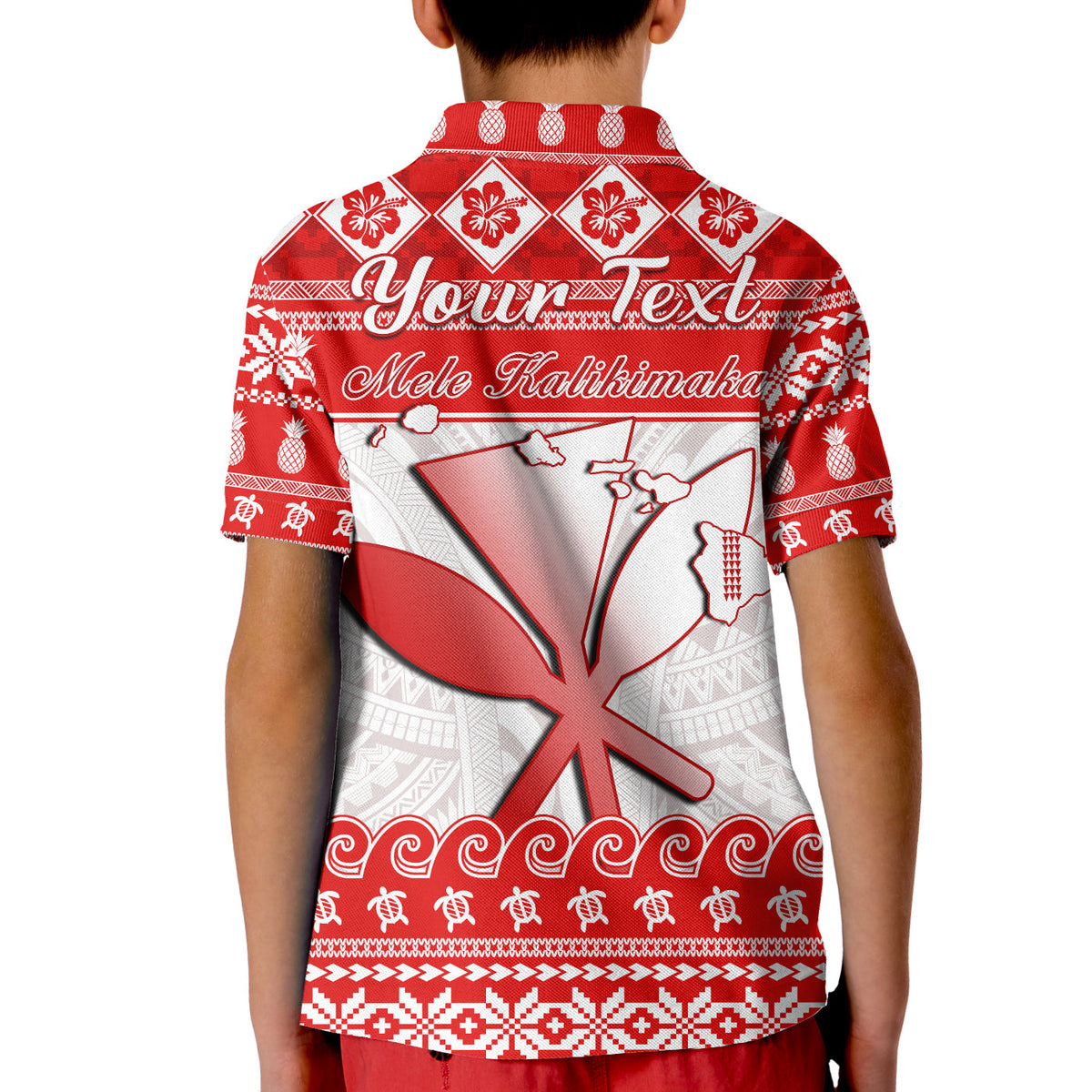 Custom Hawaii Christmas Polo Shirt KID Kanaka Polynesian Santa Claus Mele Kalikimaka LT14 - Polynesian Pride