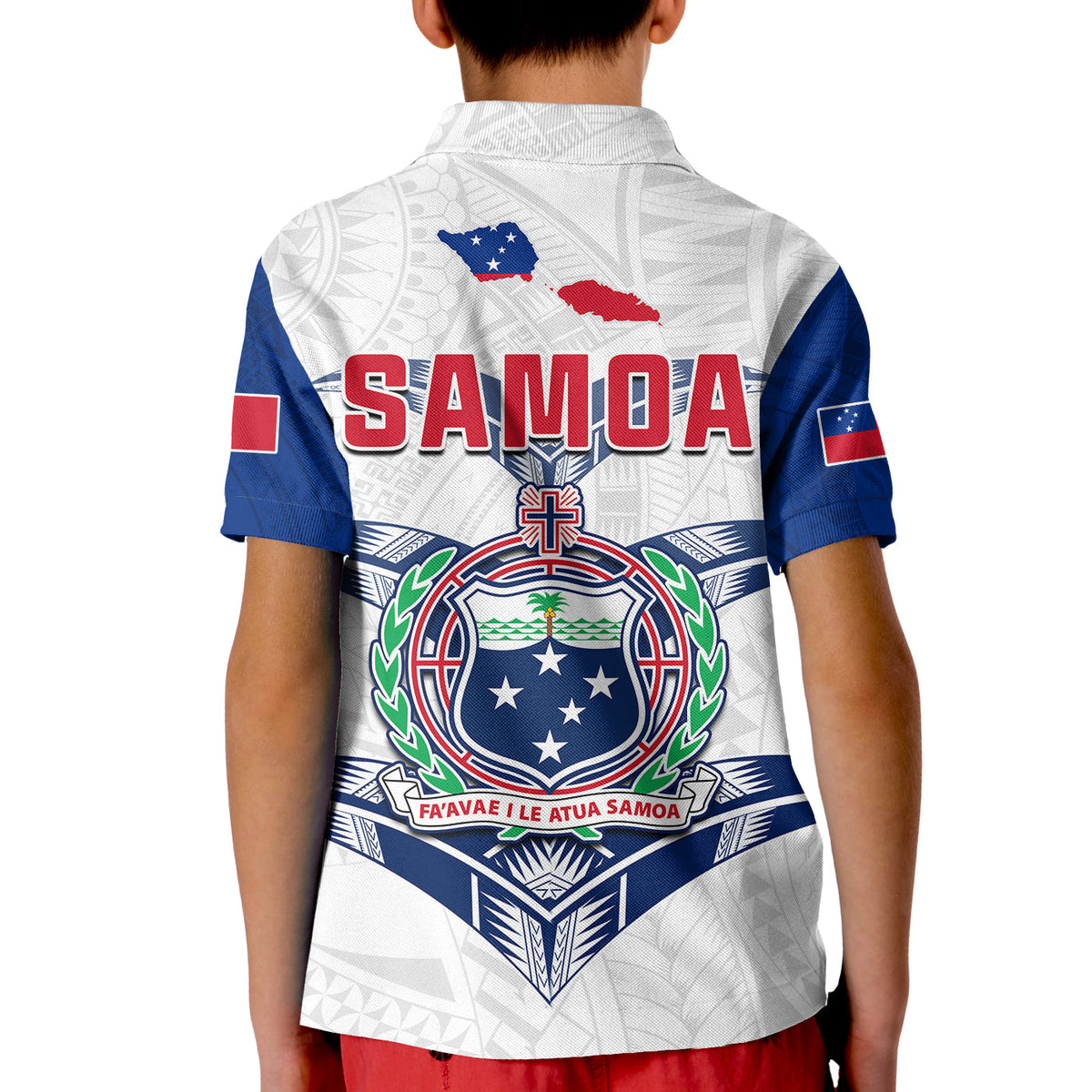 Toa Samoa Rugby Polo Shirt KID Siamupini Proud White LT13 - Polynesian Pride
