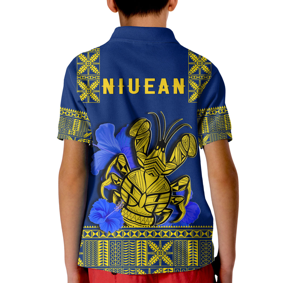 Niue Polo Shirt Happy Constitution Day Niuean Hiapo Crab With Map LT14 - Polynesian Pride