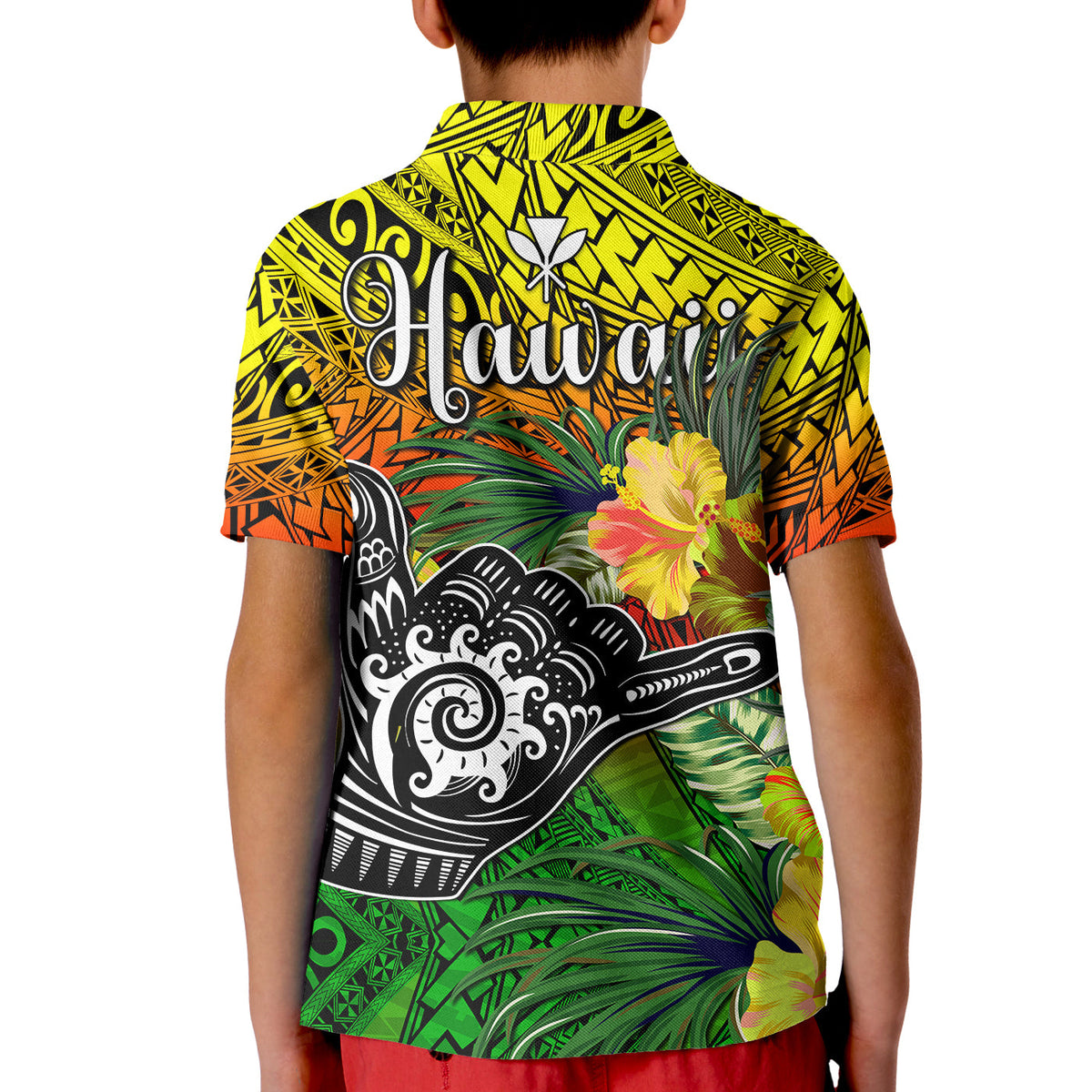 The Shaka Hawaii Polo Shirt KID Tropical Flowers Reggae Version LT13 - Polynesian Pride