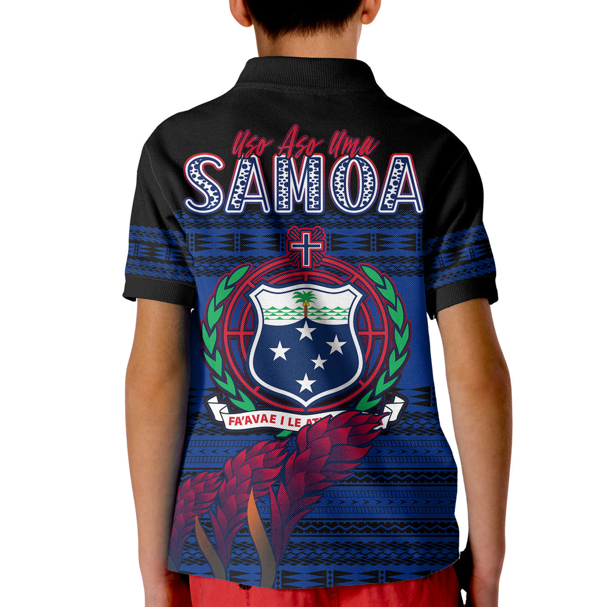 Toa Samoa Rugby Polo Shirt KID Uso Aso Uma Go Champions Blue LT13 - Polynesian Pride