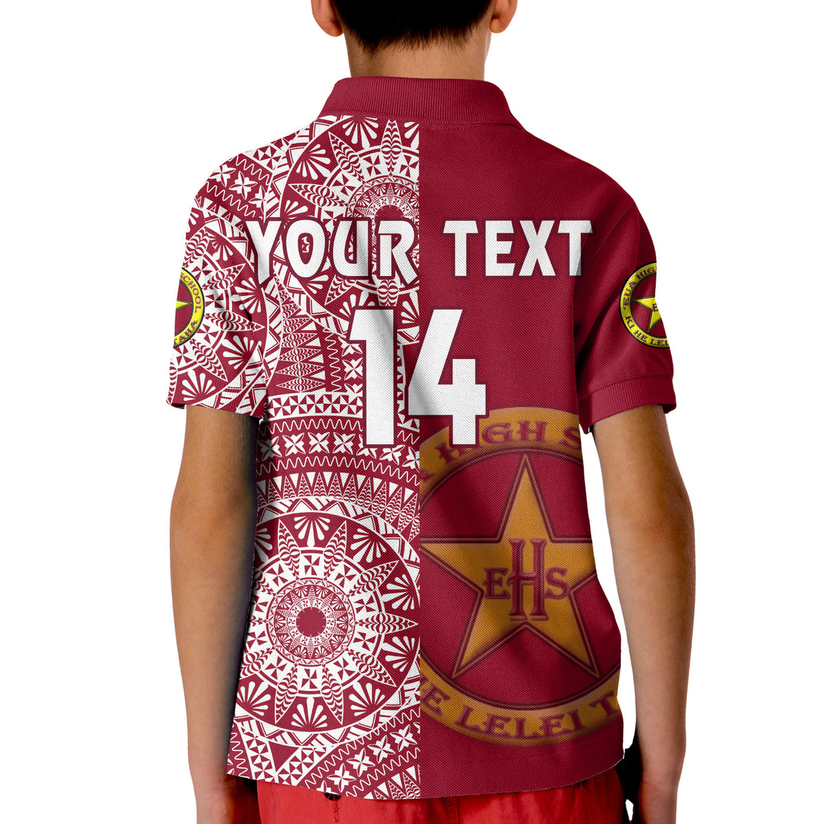 (Custom Text And Number) Tonga Eua High School Polo Shirt KID Class Of Year Tongan Ngatu Pattern LT14 - Polynesian Pride