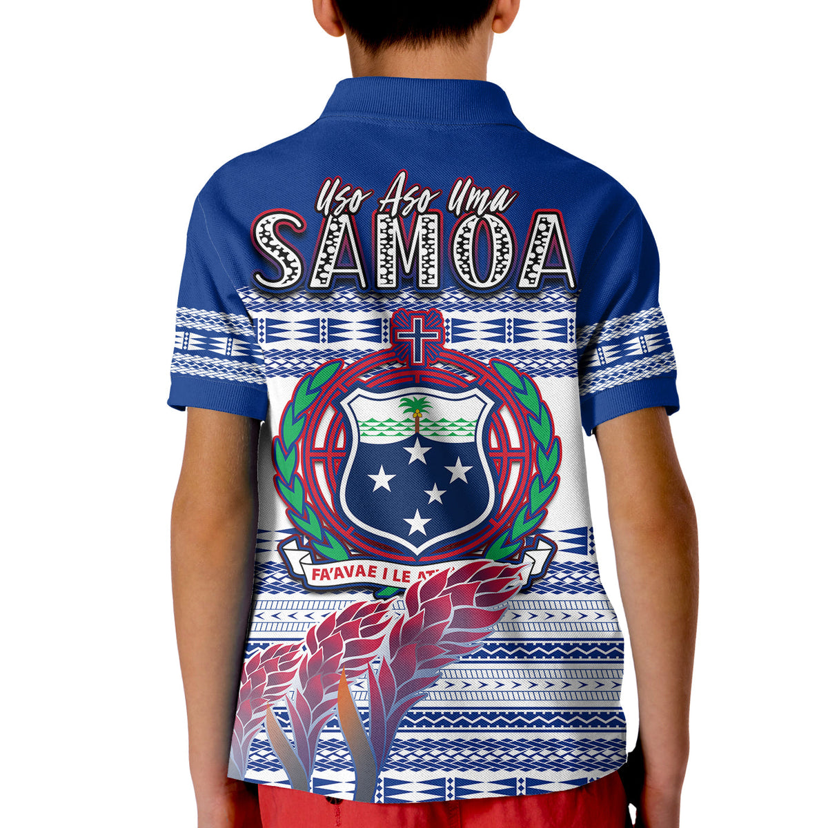 Toa Samoa Rugby Polo Shirt KID Uso Aso Uma Go Champions White LT13 - Polynesian Pride