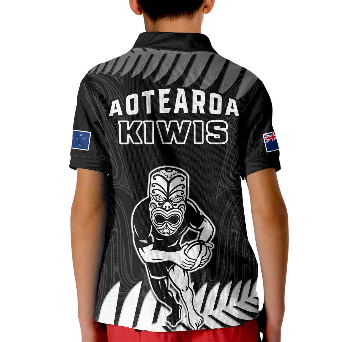 New Zealand Silver Fern Rugby Polo Shirt KID NZ Kiwi Pacific Maori Sporty LT14 - Polynesian Pride