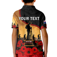 (Custom Personalised) New Zealand Anzac Polo Shirt KID Maori Camouflage Mix Poppies We Will Remember Them LT14 - Polynesian Pride