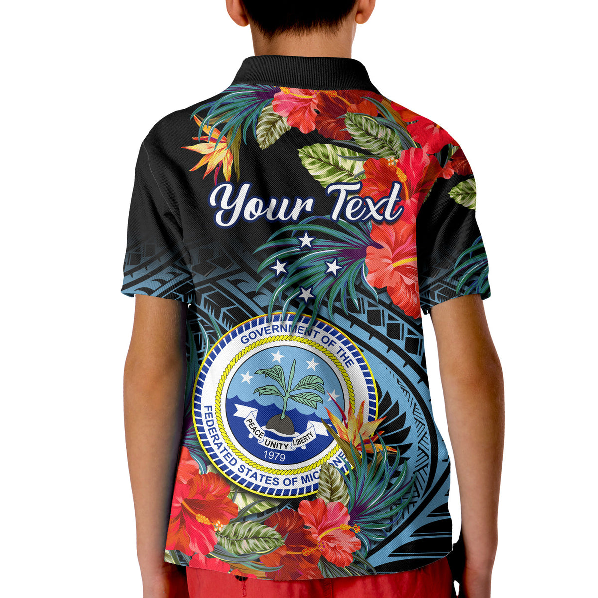 Custom Federated States of Micronesia Polo Shirt Hibiscus Flowers FSM Seal Polynesian LT14 - Polynesian Pride