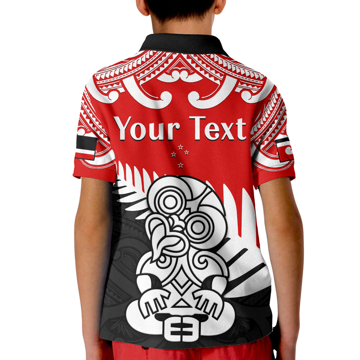 (Custom Personalised) Waitangi Day Polo Shirt KID Tino Rangatiratanga Flag With Tiki Maori Fern LT14 - Polynesian Pride