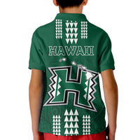 Hawaii Football Polo Shirt KID Kakau Rainbow Warriors Helmet LT14 - Polynesian Pride