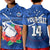 (Custom Text and Number) Samoa Rugby Polo Shirt Manu Samoa Polynesian Hibiscus Blue Style LT14 Kid Blue - Polynesian Pride