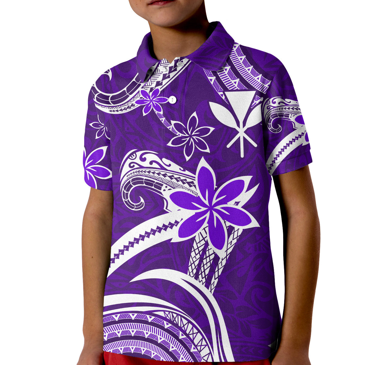 Custom Hawaii Flowers Wave Polo Shirt Kanaka Maoli Purple Polynesian LT13 - Polynesian Pride