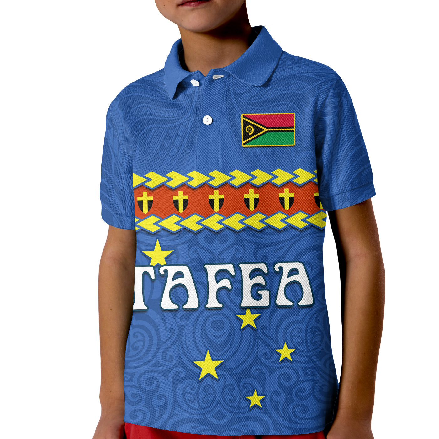 (Custom Personalised) Tafea Province Polo Shirt KID Vanuatu Pig Tusk Polynesian Flag Style LT14 Kid Blue - Polynesian Pride