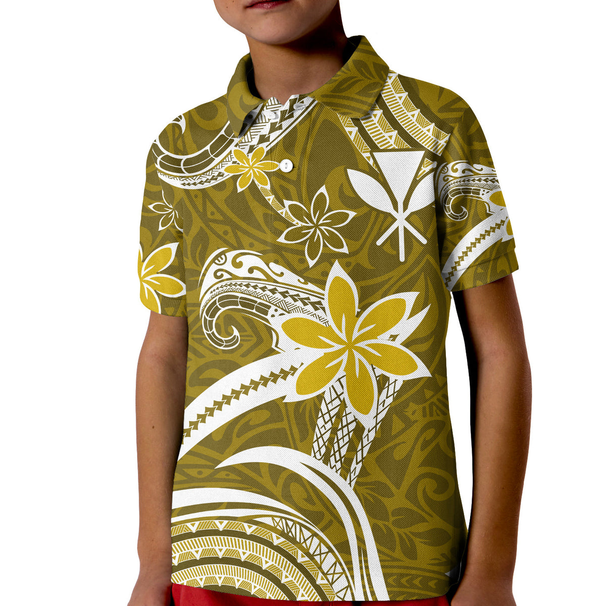 Custom Hawaii Flowers Wave Polo Shirt Kanaka Maoli Gold Polynesian LT13 - Polynesian Pride