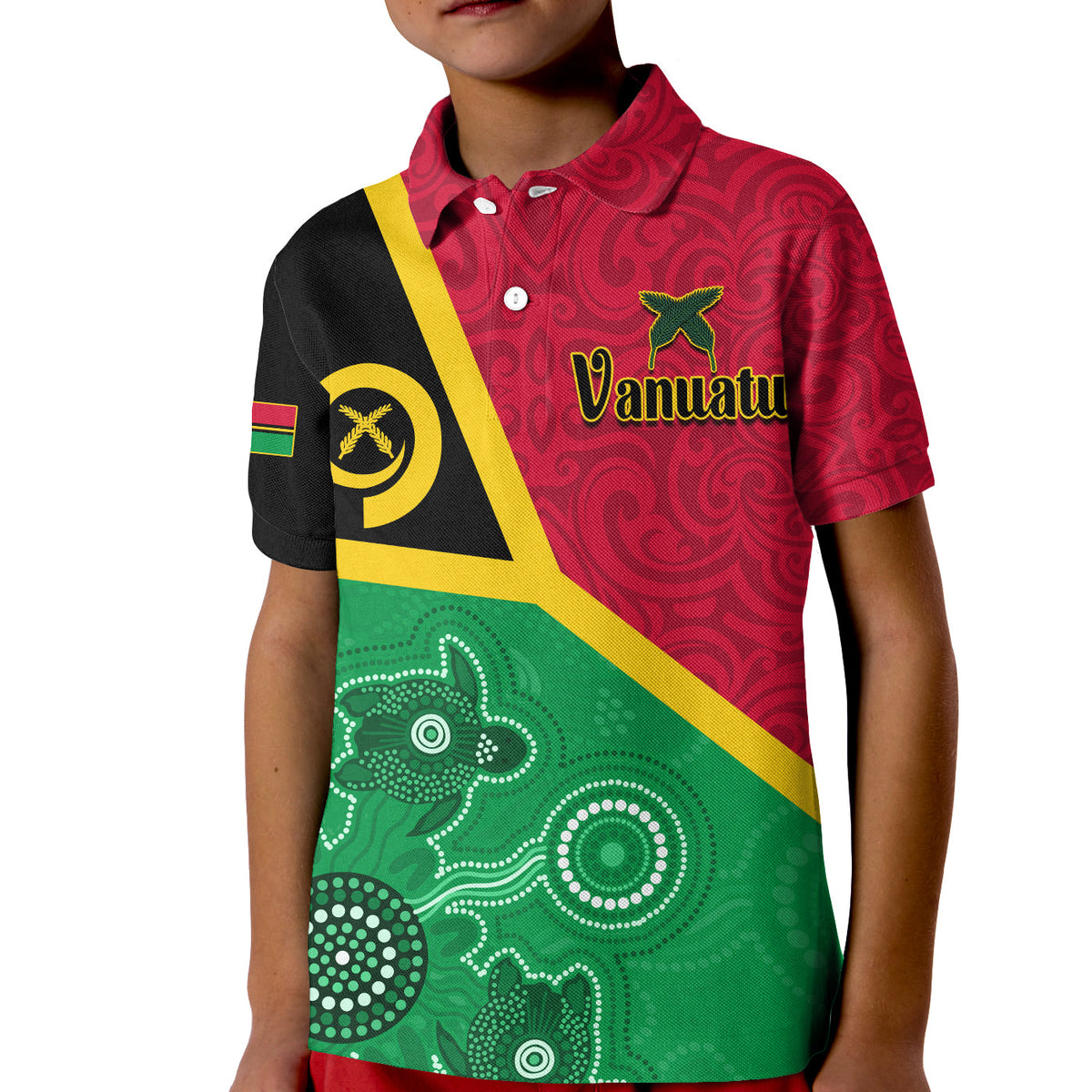 Vanuatu Polo Shirt Aboriginal Turtle Mix Sand Drawing LT13 - Polynesian Pride