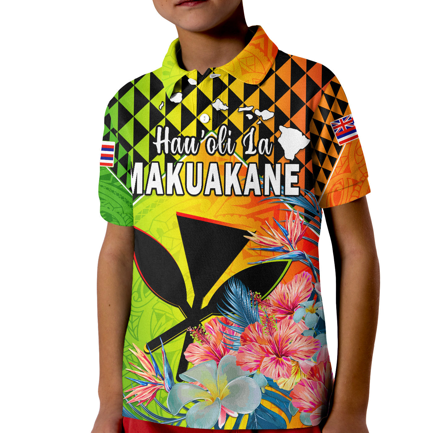 Happy Hawaii Fathers Day Polo Shirt KID Hawaiian Tribal Kanaka Maoli Hibiscus LT14 Kid Reggae - Polynesian Pride