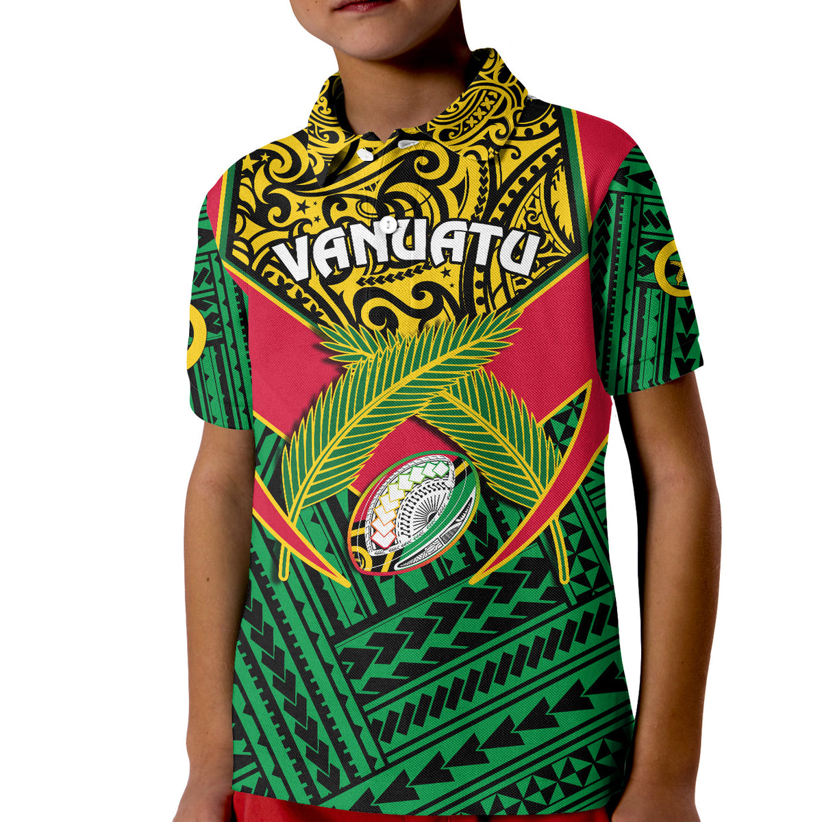 Custom Vanuatu Rugby Polo Shirt Coat Of Arms Polynesian Pattern LT14 - Polynesian Pride
