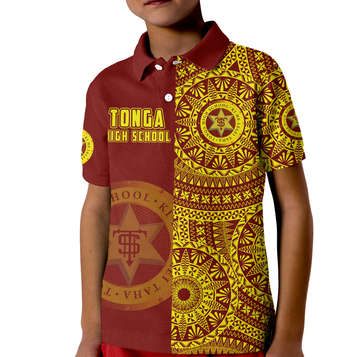 Custom Tonga High School Polo Shirt Tongan Ngatu Pattern LT14 - Polynesian Pride