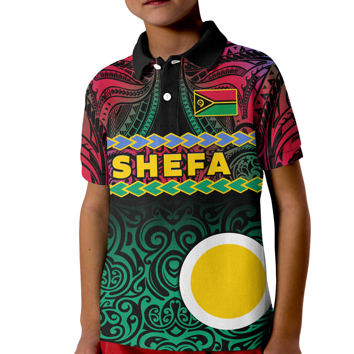Custom Shefa Province Polo Shirt Vanuatu Pig Tusk Polynesian Flag Style LT14 - Polynesian Pride