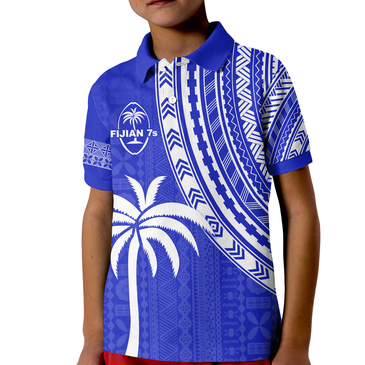 Fiji Rugby Sevens Polo Shirt Fijian 7s Tapa Polynesian Blue Ver.02 LT13 - Polynesian Pride
