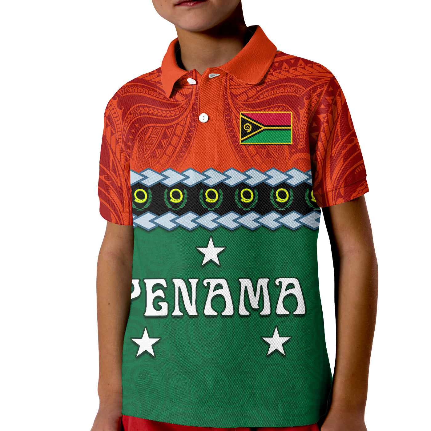 (Custom Personalised) Penama Province Polo Shirt KID Vanuatu Pig Tusk Polynesian Flag Style LT14 Kid Green - Polynesian Pride