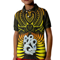 Aotearoa Fern Polo Shirt KID New Zealand Hei Tiki Gold Style LT13 Kid Gold - Polynesian Pride