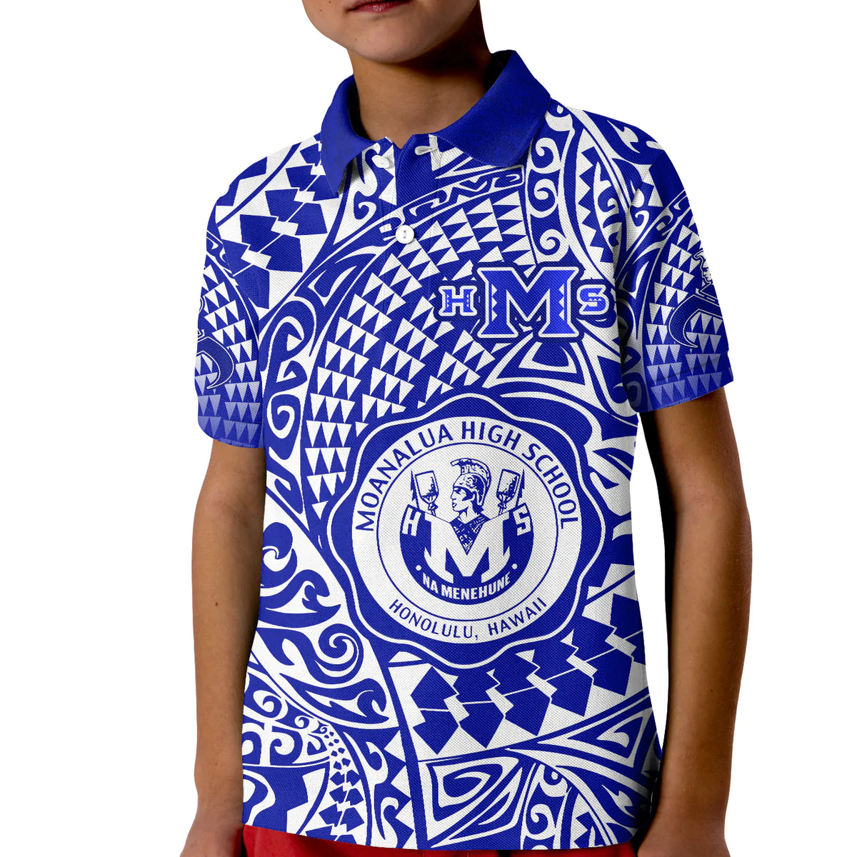 (Custom Text and Number) Hawaii Polo Shirt Moanalua High School Tribal Kakau LT14 - Polynesian Pride