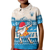 Hawaii Mele Kalikimaka Polo Shirt Dabbing Santa Blue Merry Christmas LT14 - Polynesian Pride