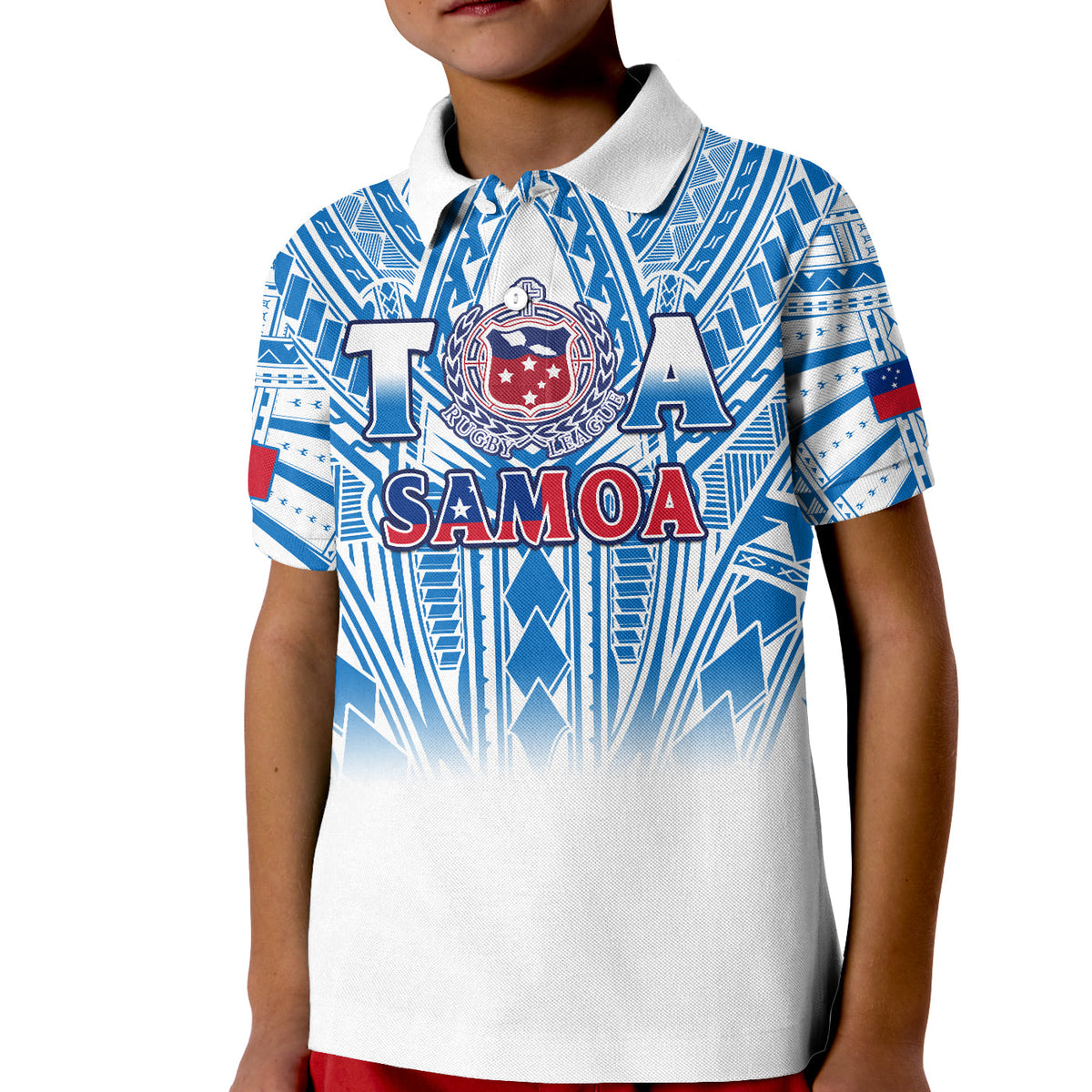 Samoa Rugby Polo Shirt Toa Samoa Polynesian Pacific White Version LT14 - Polynesian Pride
