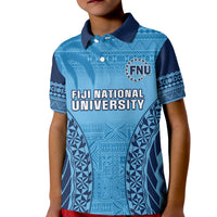 Fiji University Polo Shirt National Fijian Tapa Pattern Blue LT14 - Polynesian Pride
