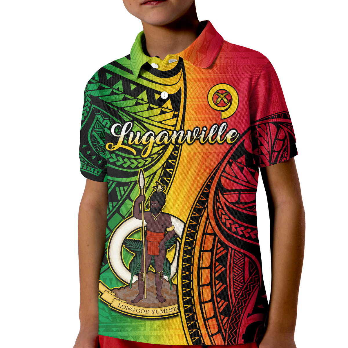Vanuatu Polo Shirt Luganville Polynesian Reggae Coat Of Arms LT14 - Polynesian Pride