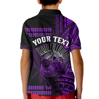 (Custom Personalised) Hawaii Polo Shirt KID Kakau Warrior Helmet Gradient Purple Polynesian LT14 - Polynesian Pride