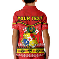 (Custom Personalised) Tonga Christmas Polo Shirt KID Tongan Ngatu Kilisimasi Fiefia LT14 - Polynesian Pride