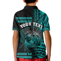 Custom Hawaii Polo Shirt Kakau Warrior Helmet Gradient Turquoise Polynesian LT14 - Polynesian Pride