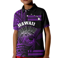 Hawaii Polo Shirt KID Kakau Warrior Helmet Gradient Purple Polynesian LT14 Kid Purple - Polynesian Pride