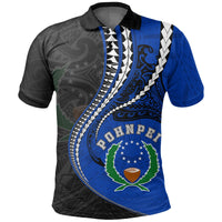 Pohnpei Polo Shirt Pohnpei Flag Kanaloa Tatau Unisex Blue - Polynesian Pride